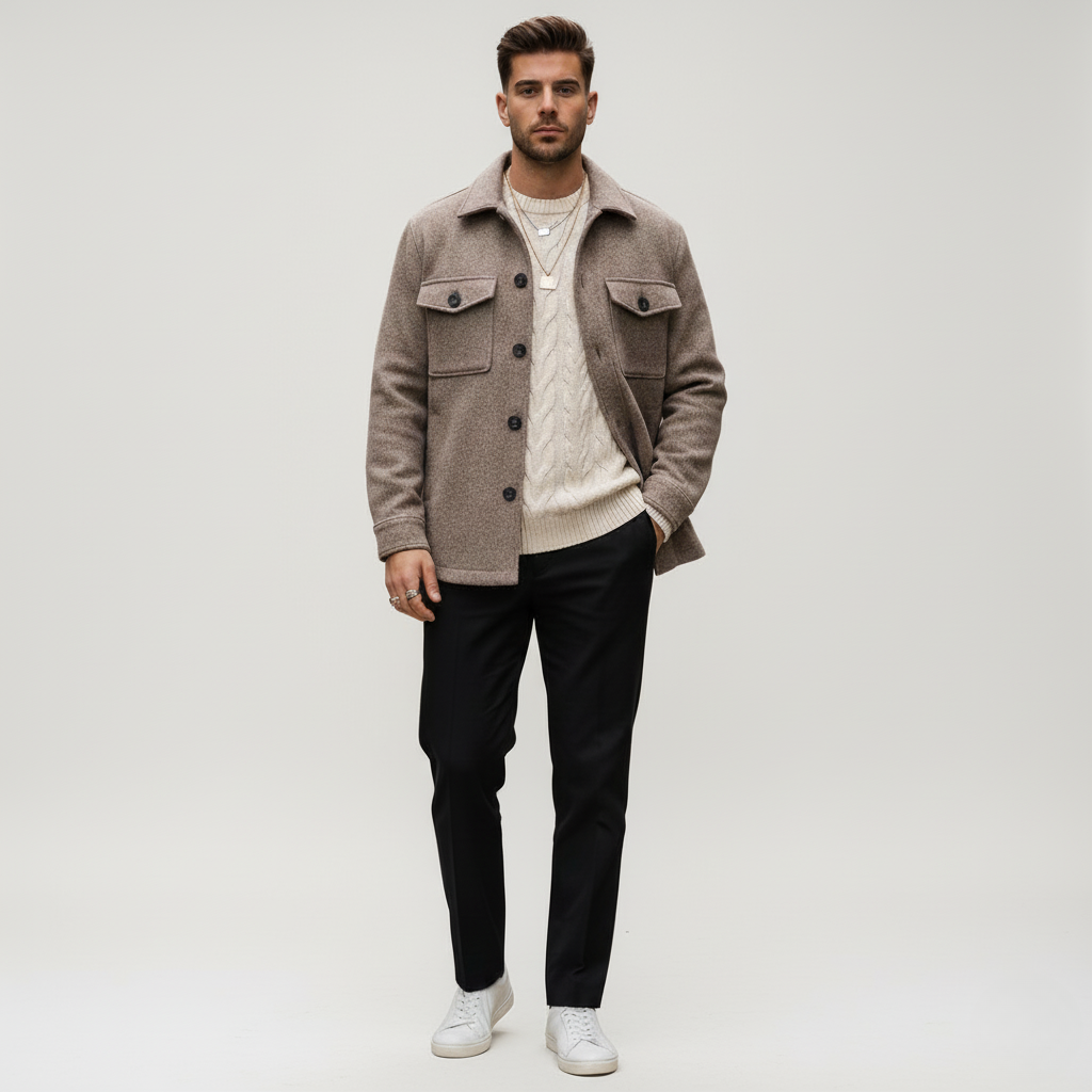 Men’s Wool-Blend Overshirt Jacket | Relaxed Fit