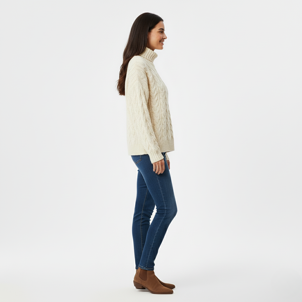 Women’s Cable-Knit Sweater | Turtleneck Style